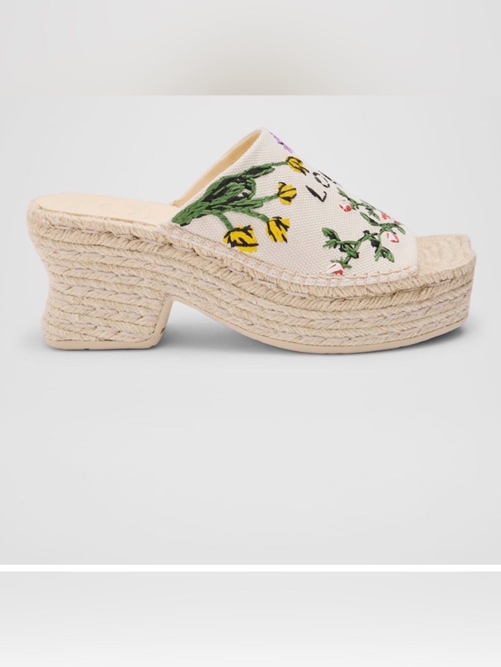 LOEWE PETAL FLORAL EMBROIDERED PLATFORM ESPIDRILLE 🤍🩷💚